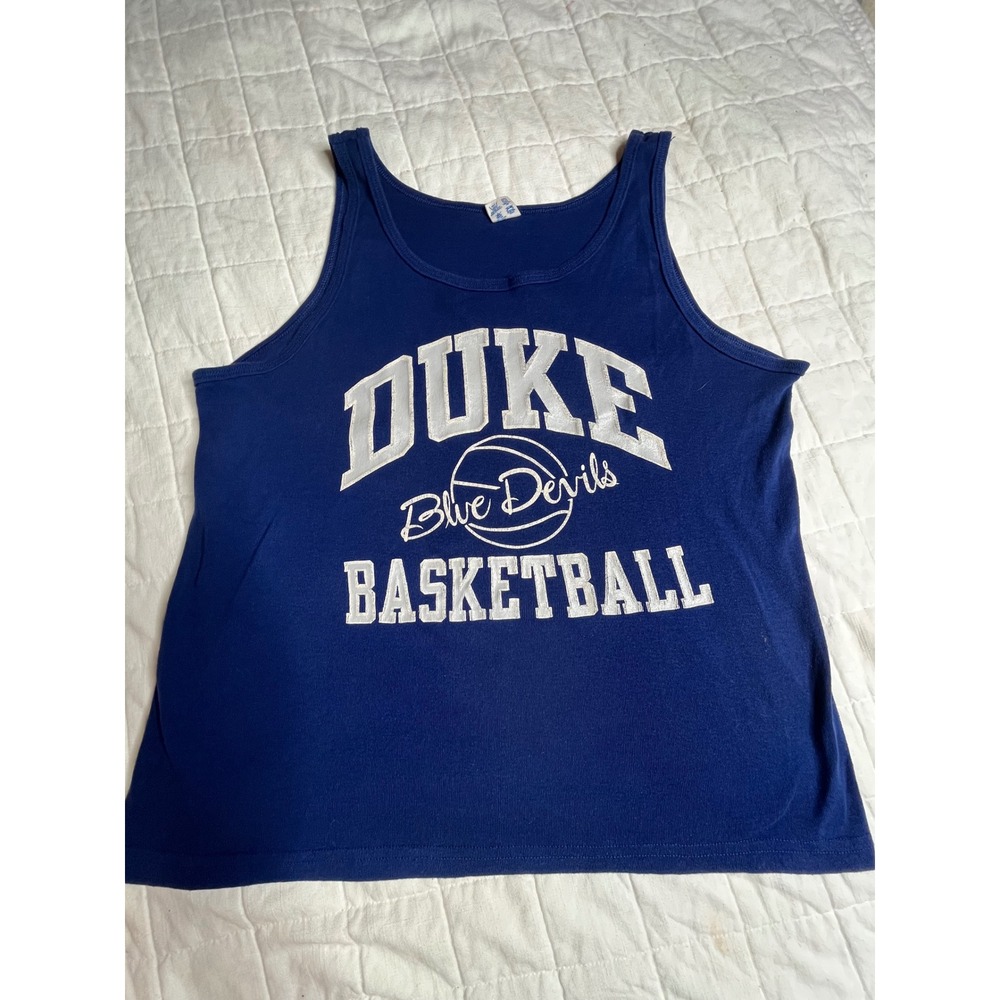 Vintage 80s Champion Duke Blue Devils Basketball Tank Top Mens XL Blue USA Made